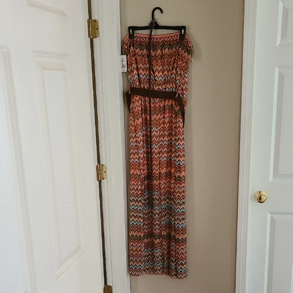 NWT: Strapless Chevron Maxi Dress - Multicolor - Picture 1 of 4